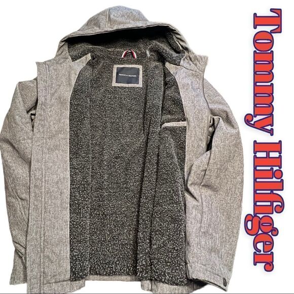 Tommy Hilfiger mens Soft Shell Sherpa Lined Performance Grey XL EUC - Picture 7 of 13
